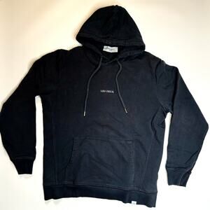 LES DEUX COPENHAGUE Lens Hoodie Dark Navy Mens Slim Fit Hooded Sweatshirt